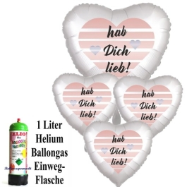 Mini Ballons Helium Set Valentinstag "hab Dich lieb"