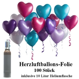 Ballons-Helium-Set-100-Herzluftballons-aus-Folie-Farbauswahl-mit-10-Liter-Helium