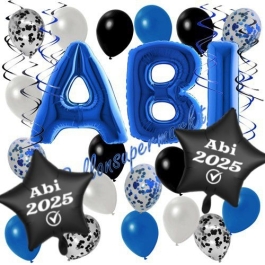 Dekorations-Set mit Ballons zum Abitur 2025 in Blau, 35 Teile