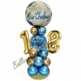 LED Ballondeko zum 18. Geburtstag in Blau und Gold