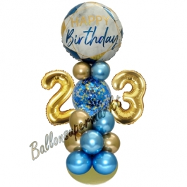 LED Ballondeko zum 23. Geburtstag in Blau und Gold