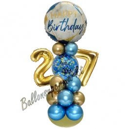 LED Ballondeko zum 27. Geburtstag in Blau und Gold