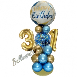 LED Ballondeko zum 31. Geburtstag in Blau und Gold