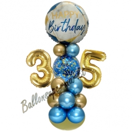 LED Ballondeko zum 35. Geburtstag in Blau und Gold