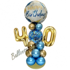 LED Ballondeko zum 40. Geburtstag in Blau und Gold