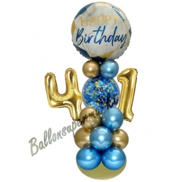 LED Ballondeko zum 41. Geburtstag in Blau und Gold