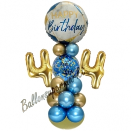 LED Ballondeko zum 44. Geburtstag in Blau und Gold