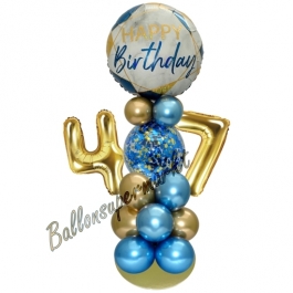 LED Ballondeko zum 47. Geburtstag in Blau und Gold