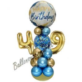 LED Ballondeko zum 49. Geburtstag in Blau und Gold