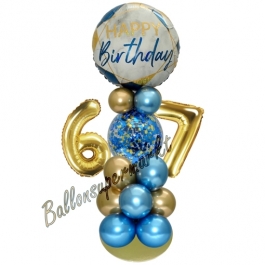 LED Ballondeko zum 67. Geburtstag in Blau und Gold
