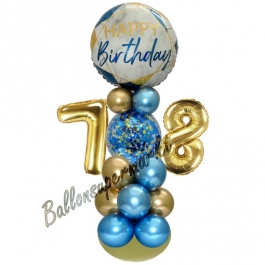 LED Ballondeko zum 78. Geburtstag in Blau und Gold