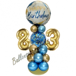 LED Ballondeko zum 83. Geburtstag in Blau und Gold