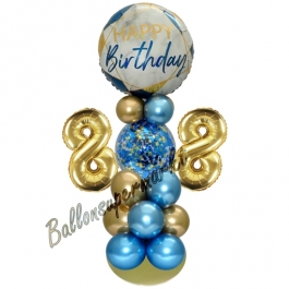 LED Ballondeko zum 88. Geburtstag in Blau und Gold