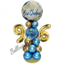 LED Ballondeko zum 96. Geburtstag in Blau und Gold