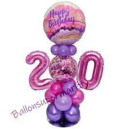 LED Ballondeko zum 20. Geburtstag in Pink und Lila