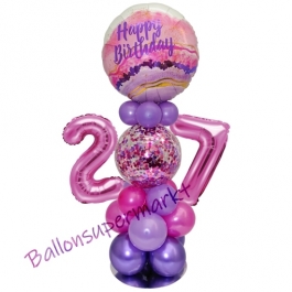 LED Ballondeko zum 27. Geburtstag in Pink und Lila
