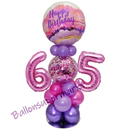 LED Ballondeko zum 65. Geburtstag in Pink und Lila