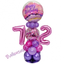 LED Ballondeko zum 72. Geburtstag in Pink und Lila