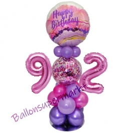 LED Ballondeko zum 92. Geburtstag in Pink und Lila