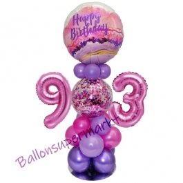 LED Ballondeko zum 93. Geburtstag in Pink und Lila