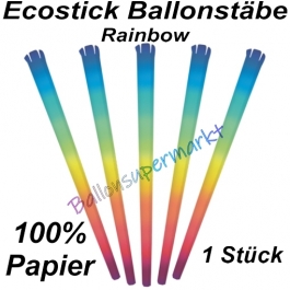 Ecostick Ballonstab aus 100 % Papier, Rainbow, 1 Stück 