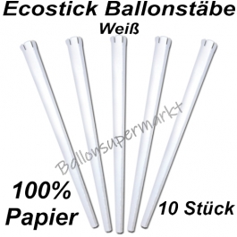 Ecostick Ballonstäbe aus 100 % Papier, weiß, 10 Stück 