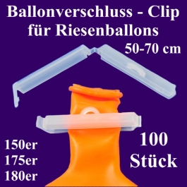 Ballonverschlüsse, Clips für Riesenballons aus Latex von 50 cm bis 70 cm, 100 Stück