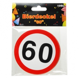 Bierdeckel Verkehrsschild 60 zum 60. Geburtstag