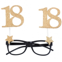 Party-Brille zum 18. Geburtstag, Gold Glitter