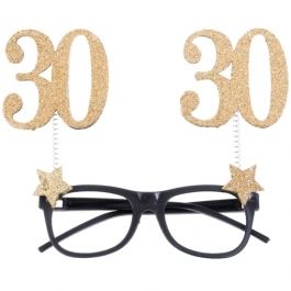 Party-Brille zum 30. Geburtstag, Gold Glitter