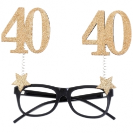 Party-Brille zum 40. Geburtstag, Gold Glitter