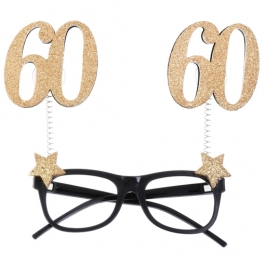 Party-Brille zum 60. Geburtstag, Gold Glitter