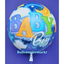 Luftballon aus der Serie Bubbles zu Geburt und Taufe mit Helium Ballongas, Baby Boy