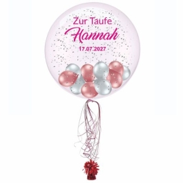 personalisierter Bubble Ballon zur Taufe eines Mädchens