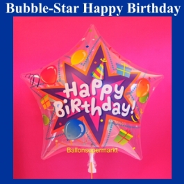 Bubble Stern-Luftballon Happy Birthday zum Geburtstag ohne Helium
