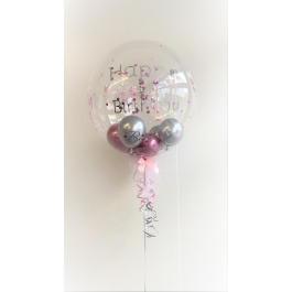 Bubbles Luftballon mit Beschriftung Pink-Silber