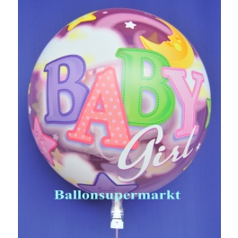 Luftballon aus der Serie Bubbles zu Geburt und Taufe mit Helium Ballongas, Baby Girl