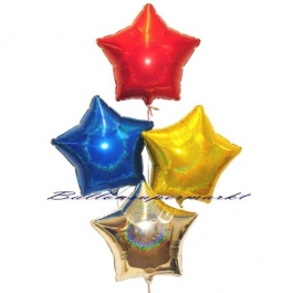buntes Silvesterdeko Bouquet aus holografischen Sternballons