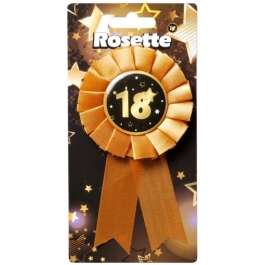 Rosette zum 18. Geburtstag, schwarz/gold