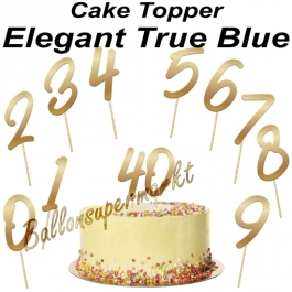 Zahlen Cake Topper Elegant True Blue, Dekoration zum Geburtstag