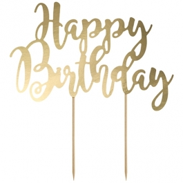 Cake Topper Happy Birthday Gold, Tortendeko zum Geburtstag