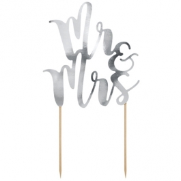 Cake Topper Mr & Mrs in Silber