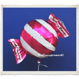 Candy Luftballon aus Folie mit Helium, Fuchsia, Stripes