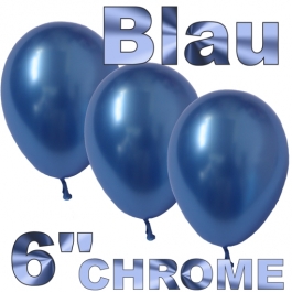 Chrome Luftballons 15 cm Blau, 10 Stück