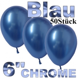 Chrome Luftballons 15 cm Blau, 50 Stück