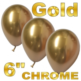 Chrome Luftballons 15 cm Gold, 10 Stück