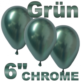 Chrome Luftballons 15 cm Grün, 10 Stück
