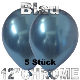 Luftballons in Chrome Blau 30 cm, 5 Stück