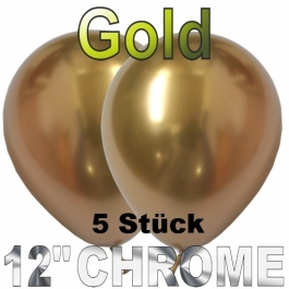 Luftballons in Chrome Gold 30 cm, 5 Stück