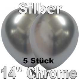 Luftballons in Chrome Silber 35 cm, 5 Stück